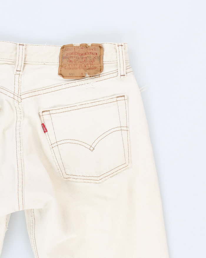 Vintage 90s Levi's 501 Distressed Cream Jeans - W30 L30