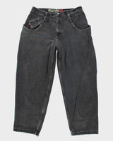 Y2K 00s JNCO Jeans The Low Down Paint Marked Faded Black Jeans - W39 L33