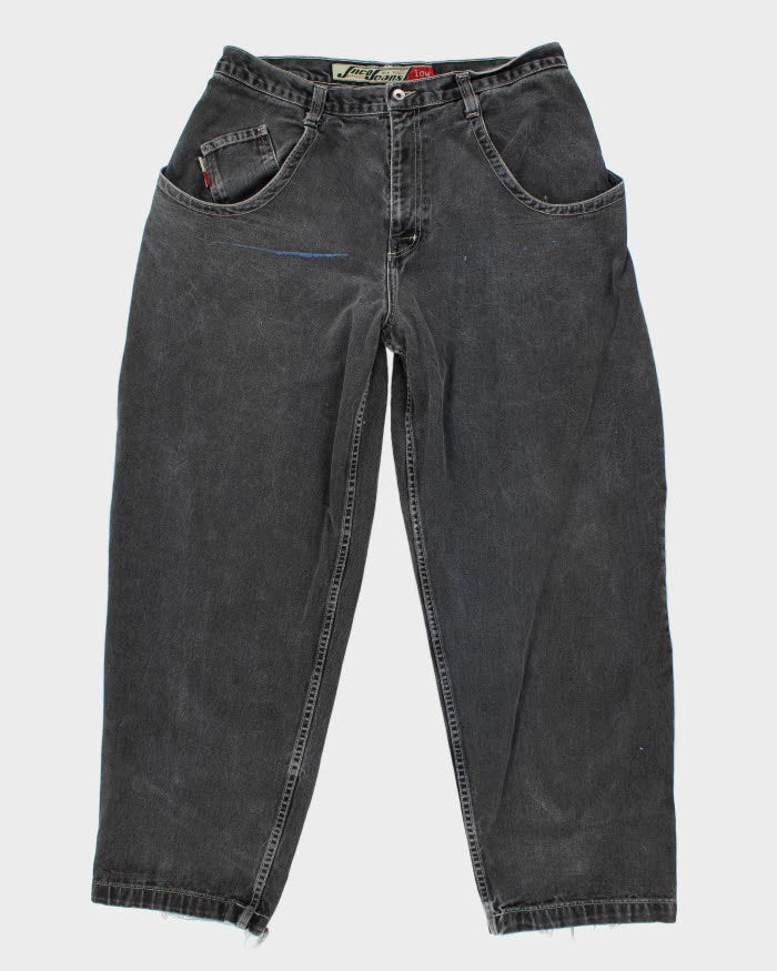 Y2K 00s JNCO Jeans The Low Down Paint Marked Faded Black Jeans - W39 L33