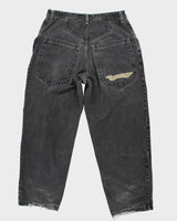 Y2K 00s JNCO Jeans The Low Down Paint Marked Faded Black Jeans - W39 L33