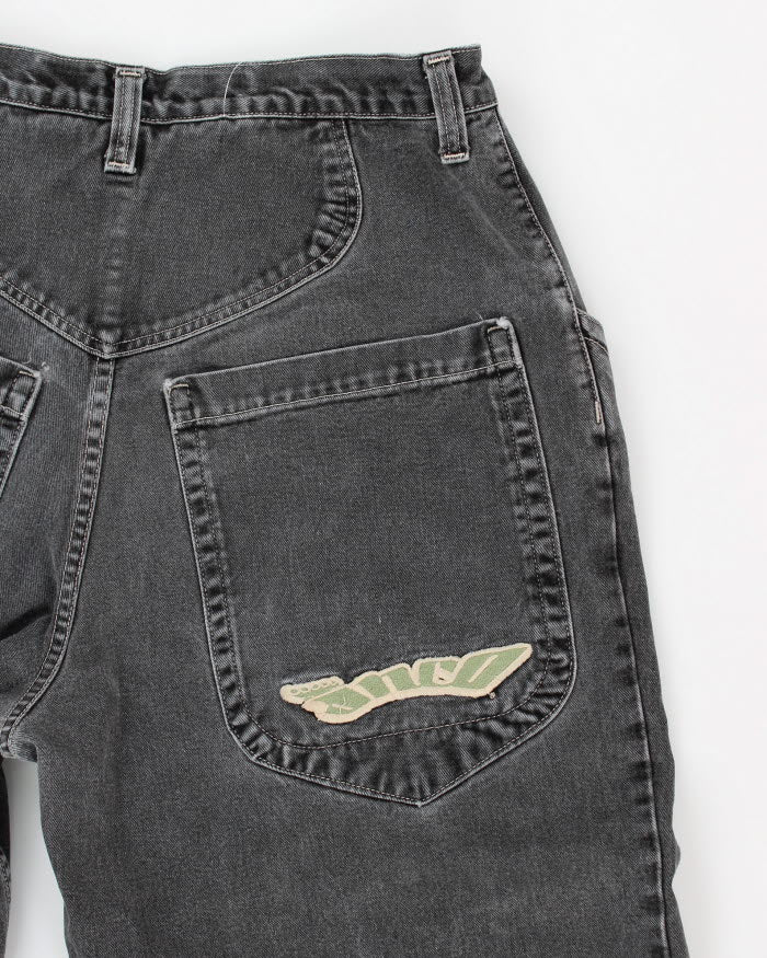 Y2K 00s JNCO Jeans The Low Down Paint Marked Faded Black Jeans - W39 L33