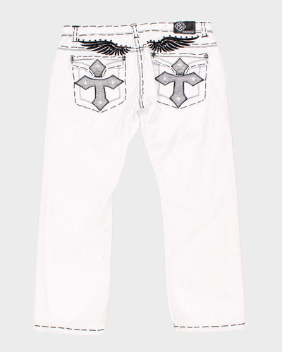 Vintage Y2K Gothic White Jeans - W38 L30