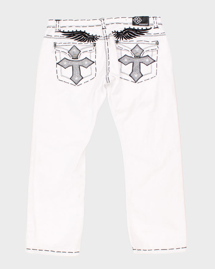 Vintage Y2K Gothic White Jeans - W38 L30
