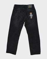 Vintage Polo Bear Embroidered Black Jeans - W30 L25