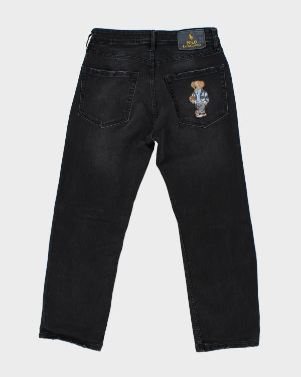 Vintage Polo Bear Embroidered Black Jeans - W30 L25