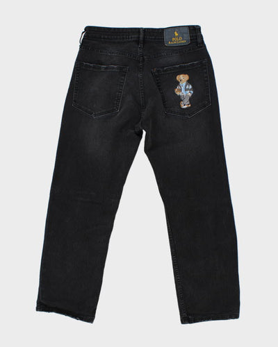 Vintage Polo Bear Embroidered Black Jeans - W30 L25