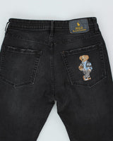 Vintage Polo Bear Embroidered Black Jeans - W30 L25