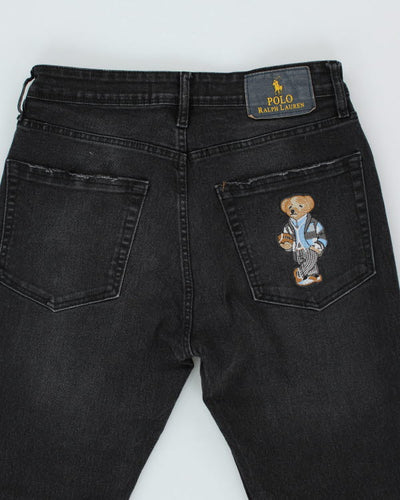 Vintage Polo Bear Embroidered Black Jeans - W30 L25