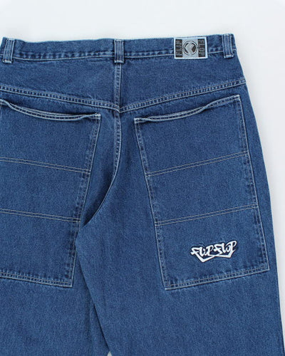 Vintage 90's Flip Flop Ultra Wide Leg Embroidered Jeans - W38 L27