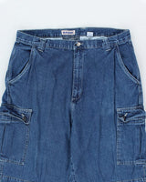 Vintage 90's Baggy Badge Cargo Denim Jeans - W34 L32