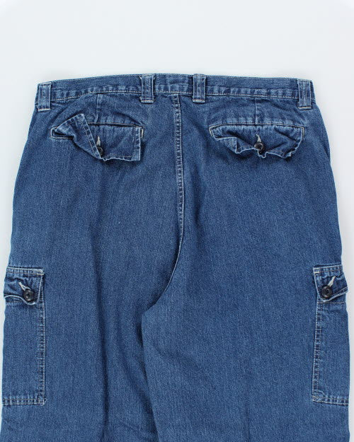 Vintage 90's Baggy Badge Cargo Denim Jeans - W34 L32