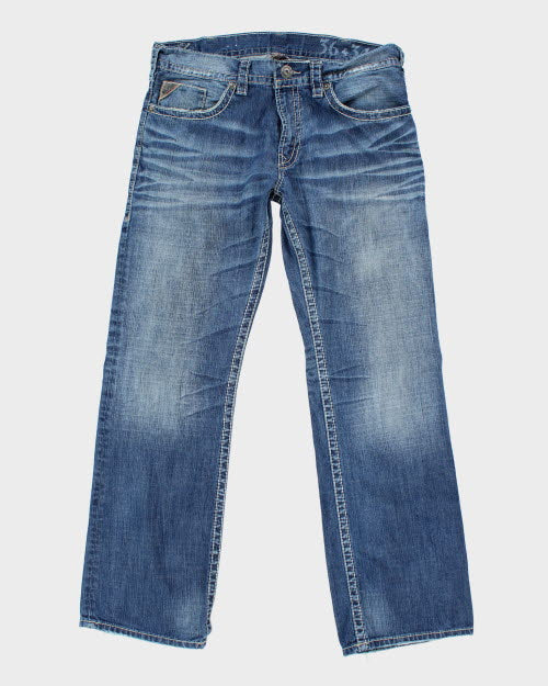 Vintage Silver Dark Wash Denim Jeans - W38 L32