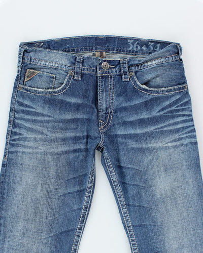 Vintage Silver Dark Wash Denim Jeans - W38 L32