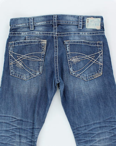 Vintage Silver Dark Wash Denim Jeans - W38 L32