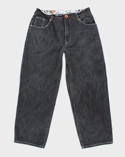 Vintage Y2K Rhinestone King of Hearts Baggy Denim Jeans - W36 L31