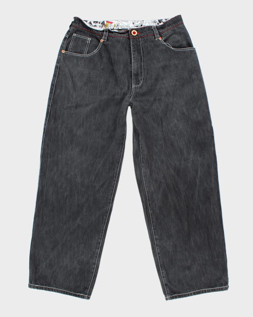 Vintage Y2K Rhinestone King of Hearts Baggy Denim Jeans - W36 L31