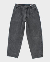 Vintage 90's Pleated Baggy Grey Wash Denim Jeans - W30 L26