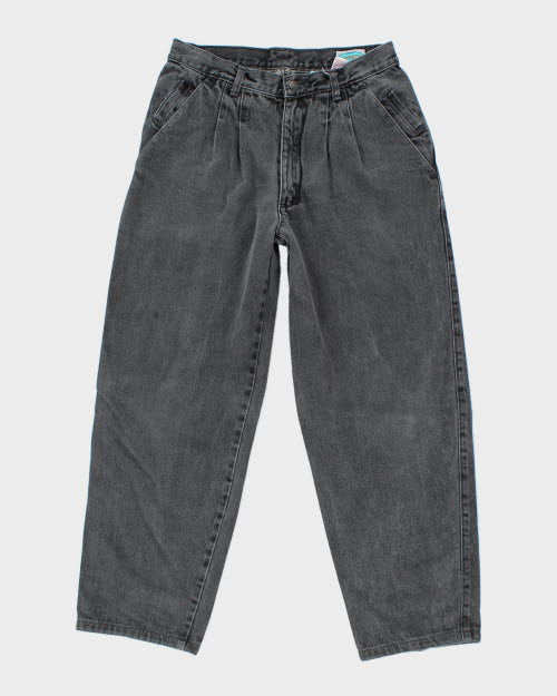 Vintage 90's Pleated Baggy Grey Wash Denim Jeans - W30 L26