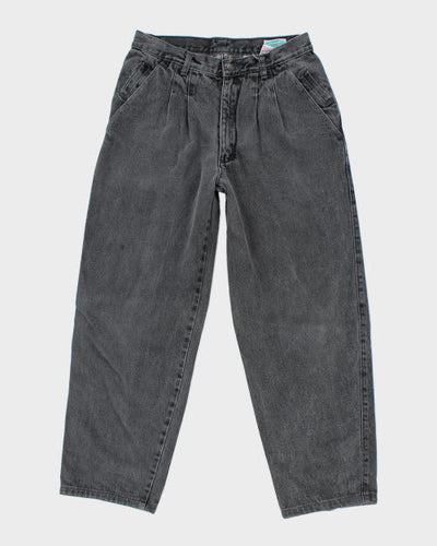 Vintage 90's Pleated Baggy Grey Wash Denim Jeans - W30 L26