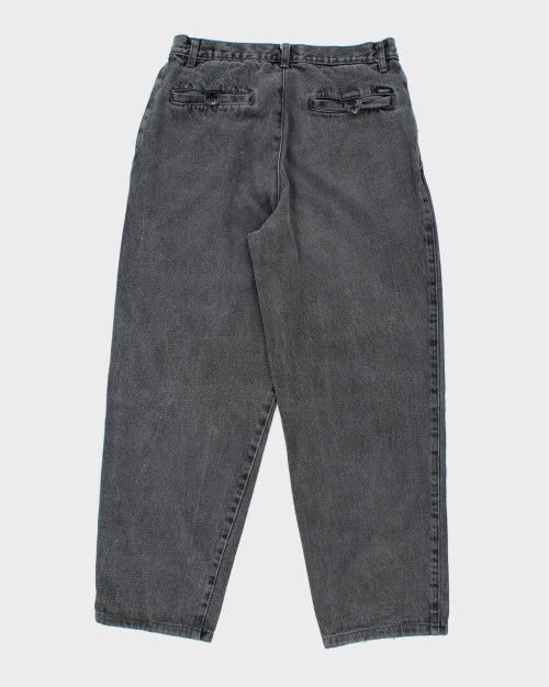 Vintage 90's Pleated Baggy Grey Wash Denim Jeans - W30 L26