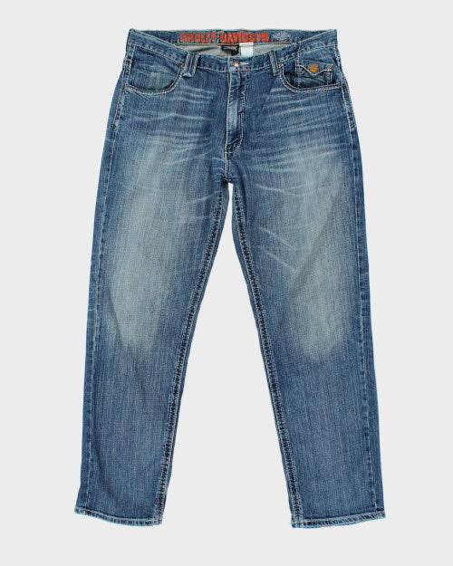 Vintage Y2K Harley Davidson Wide Leg Medium Wash Jeans - W36 L30