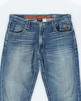 Vintage Y2K Harley Davidson Wide Leg Medium Wash Jeans - W36 L30