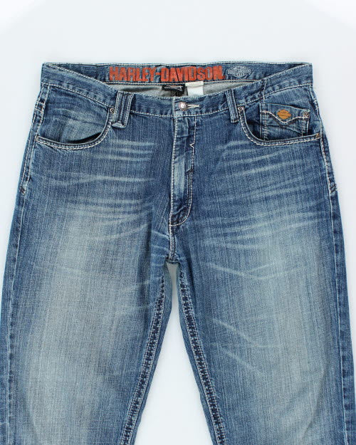 Vintage Y2K Harley Davidson Wide Leg Medium Wash Jeans - W36 L30