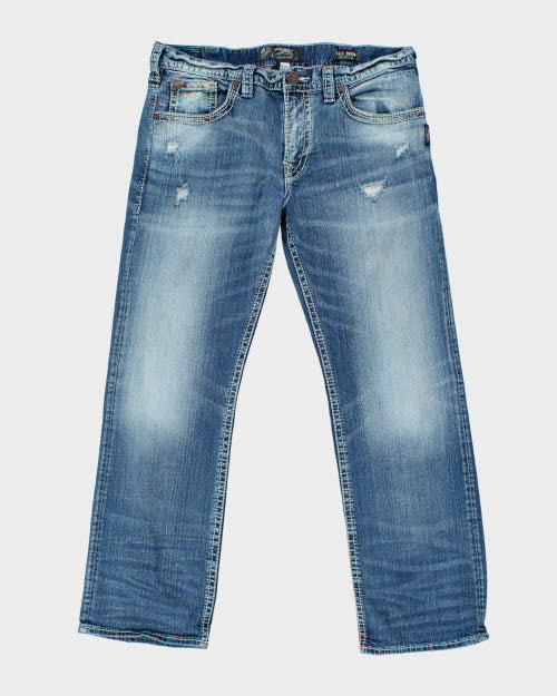 Vintage Y2K Silver Slim Fit Medium Wash Jeans - W36 L30