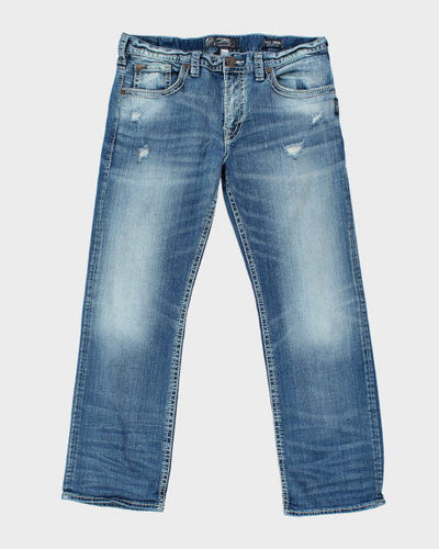 Vintage Y2K Silver Slim Fit Medium Wash Jeans - W36 L30