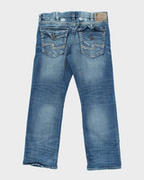 Vintage Y2K Silver Slim Fit Medium Wash Jeans - W36 L30
