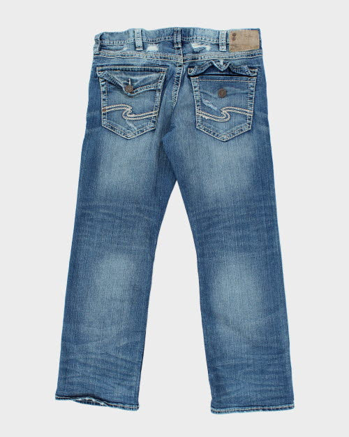 Vintage Y2K Silver Slim Fit Medium Wash Jeans - W36 L30