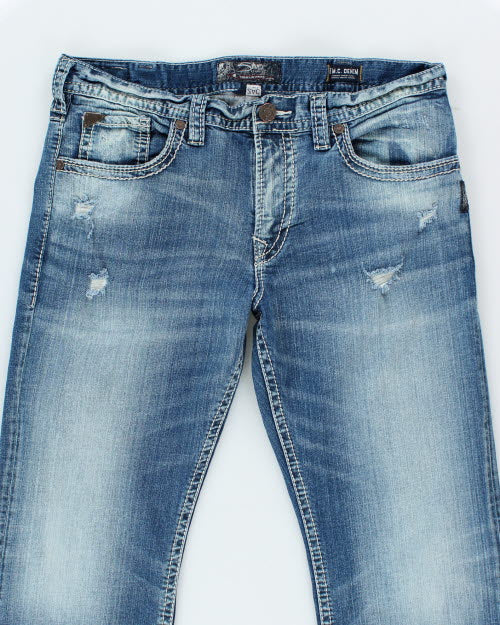 Vintage Y2K Silver Slim Fit Medium Wash Jeans - W36 L30