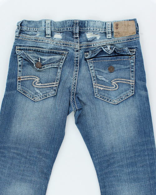 Vintage Y2K Silver Slim Fit Medium Wash Jeans - W36 L30
