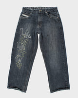 Vintage Y2K Los Angeles Embroidered Wide Leg Jeans - W32 L29