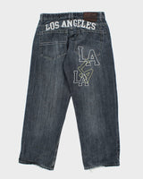 Vintage Y2K Los Angeles Embroidered Wide Leg Jeans - W32 L29