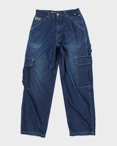 Vintage Y2K EXCO Jeans Ultra Wide Leg Dark Wash Cargo Jeans - W30 L29