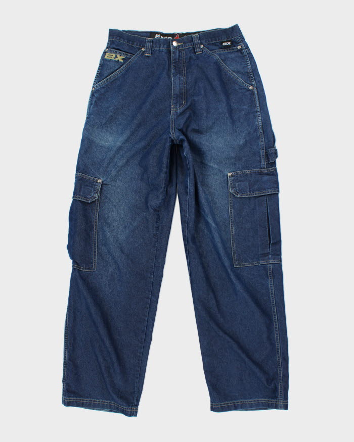 Vintage Y2K EXCO Jeans Ultra Wide Leg Dark Wash Cargo Jeans - W30 L29