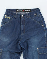 Vintage Y2K EXCO Jeans Ultra Wide Leg Dark Wash Cargo Jeans - W30 L29