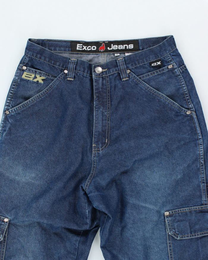 Vintage Y2K EXCO Jeans Ultra Wide Leg Dark Wash Cargo Jeans - W30 L29