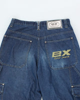 Vintage Y2K EXCO Jeans Ultra Wide Leg Dark Wash Cargo Jeans - W30 L29