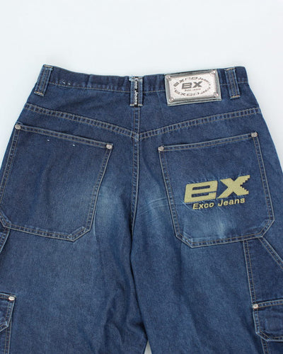 Vintage Y2K EXCO Jeans Ultra Wide Leg Dark Wash Cargo Jeans - W30 L29