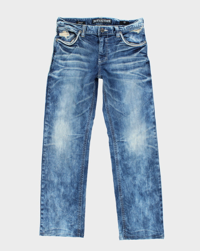 Vintage Y2K Affliction Gothic Style Stone Wash Jeans - W33 L32