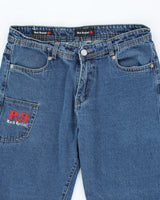 Vintage Y2K Rock Revival Embroidered Patch Relaxed Fit Jeans - W32 L24