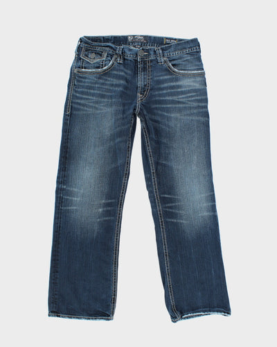 Vintage Y2K Silver Gothic Style Dark Wash Relaxed Fit Jeans - W34 L28