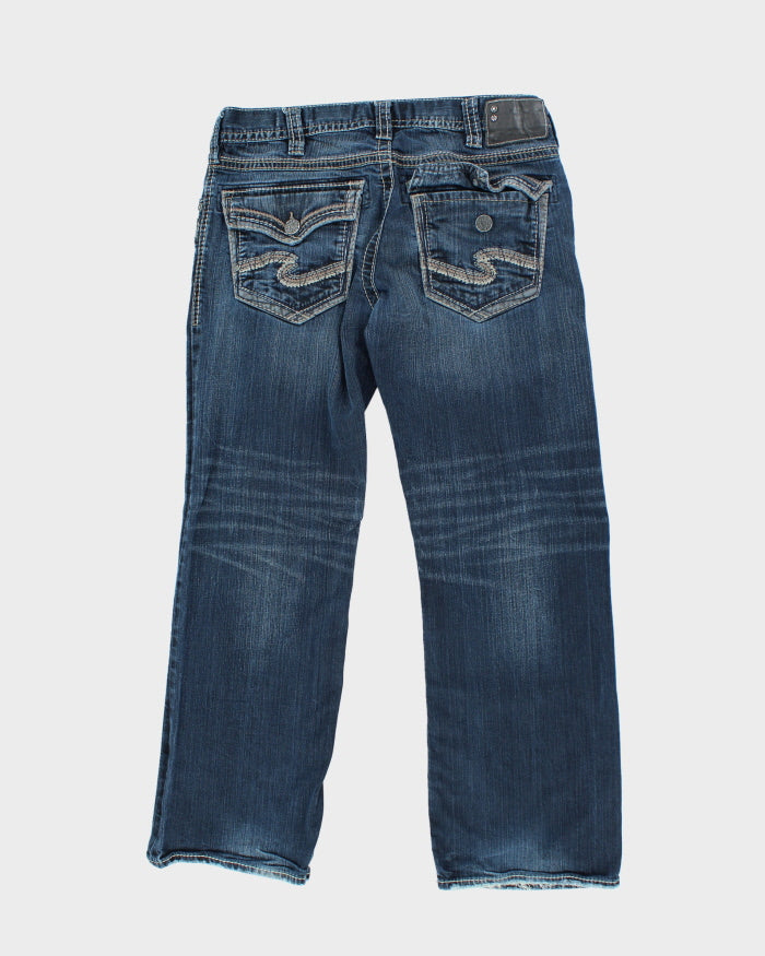 Vintage Y2K Silver Gothic Style Dark Wash Relaxed Fit Jeans - W34 L28