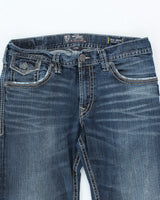 Vintage Y2K Silver Gothic Style Dark Wash Relaxed Fit Jeans - W34 L28