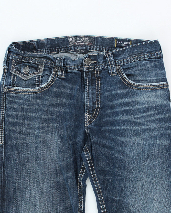 Vintage Y2K Silver Gothic Style Dark Wash Relaxed Fit Jeans - W34 L28