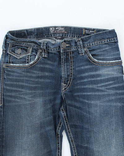 Vintage Y2K Silver Gothic Style Dark Wash Relaxed Fit Jeans - W34 L28