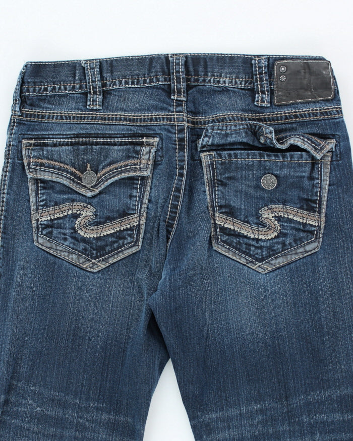 Vintage Y2K Silver Gothic Style Dark Wash Relaxed Fit Jeans - W34 L28