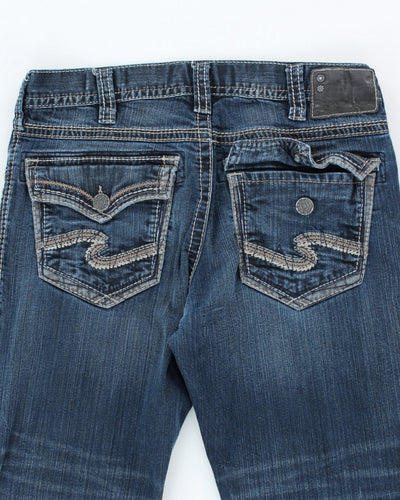Vintage Y2K Silver Gothic Style Dark Wash Relaxed Fit Jeans - W34 L28